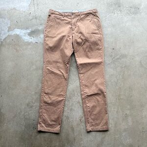 Perk Clothing Slim Fit + Stretch Chino Pants 34x32  Men's Tan Flat Front